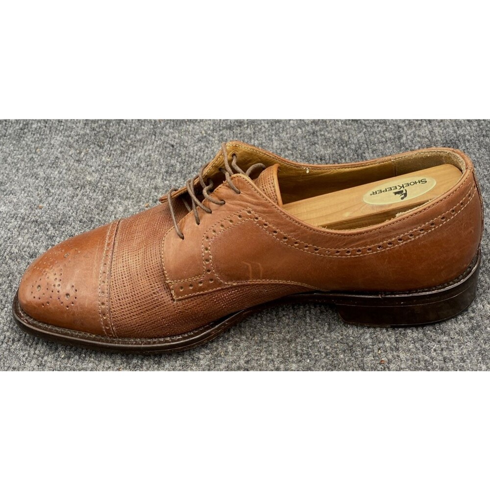 Enzo Collection Italian Brown Perforated Cap Toe Oxford Shoes Mens 44 Leather